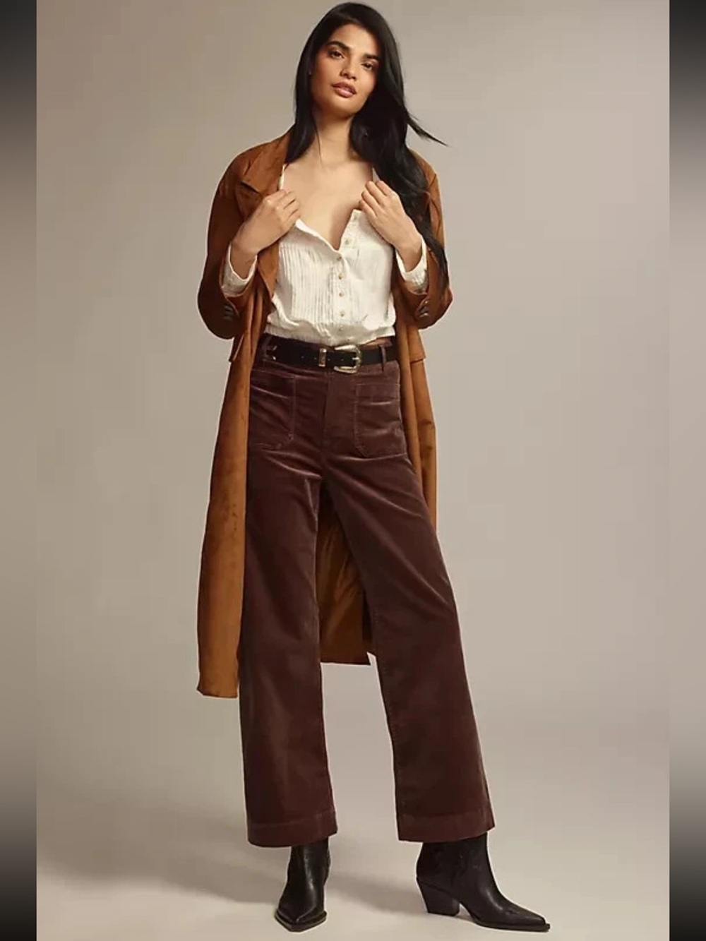 Anthropologie || Maeve Colette Corduroy Wide Leg Pants Dark Brown 29